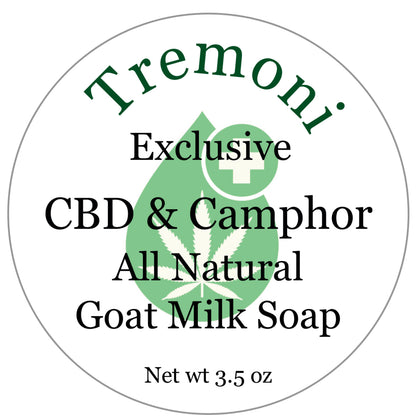 CBD with Cooling Camphor oil, Natural Raw Goat Milk Soap. BOX of 5 BARS!