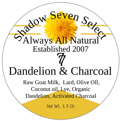 Dandelion & Charcoal Unscented Natural Goat Milk Soap Bar. BOX of 5 BARS!