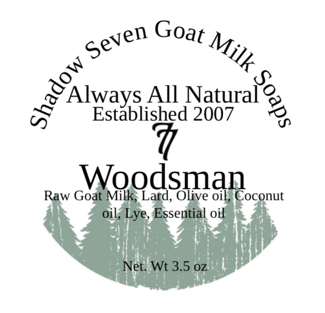 Woodsman, Natural Raw Goat Milk Soap. BOX of 5 BARS!